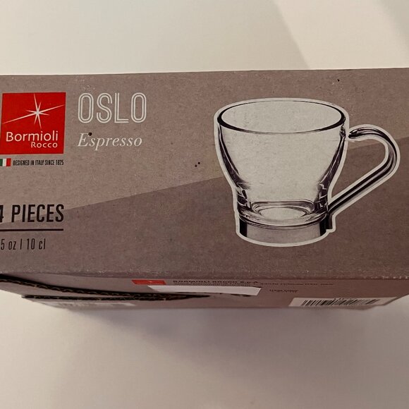 Bormioli Rocco Italy Set of Four OSLO 3.5 Ounce Glass Espresso Cups New in Box - Picture 6 of 7